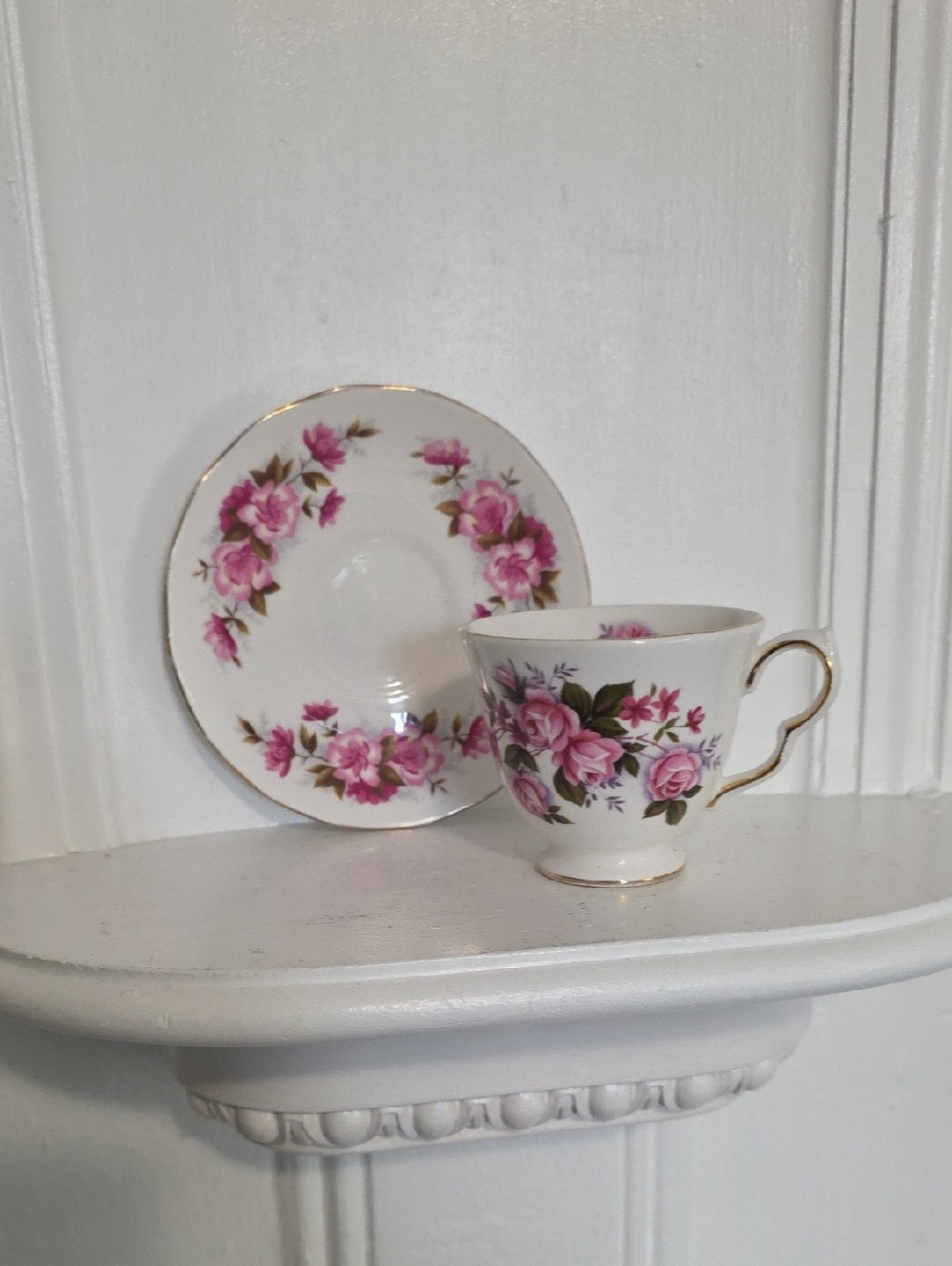 vintage Queen Anne bone china teacup and saucer set from England